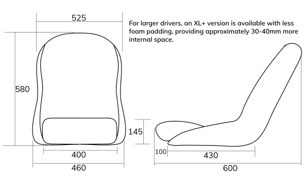 Cobra Roadster XL Bucket Seat x1 Individual (Slide Runners Not Inc)