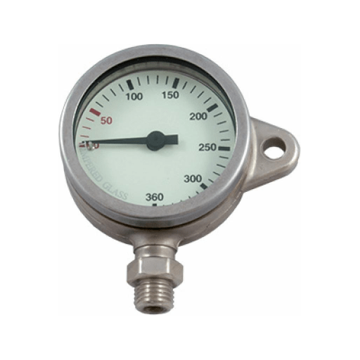 DIRZONE 52mm Naked Pressure Gauge - Tempered Glass, SNAP+SHACKLE Bolt Snap