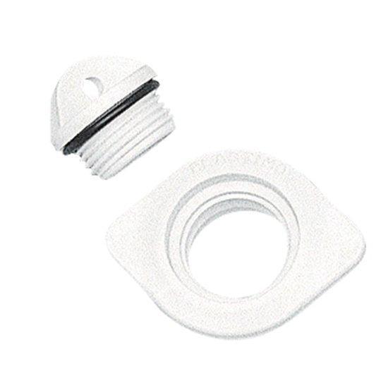 Drain Socket Oval with Plug 48x36mm White | 4Boats
