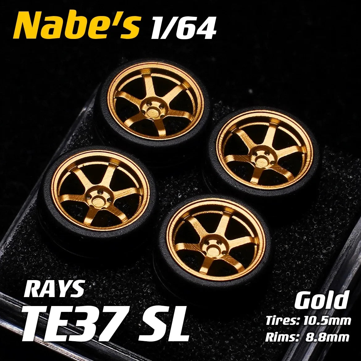 1/64 Chika  Wheels with Rubber Tires Model Car Modified Parts BBS RS  JDM VIP For Hotwheels Tomica MiniGT （Supplied with axle）