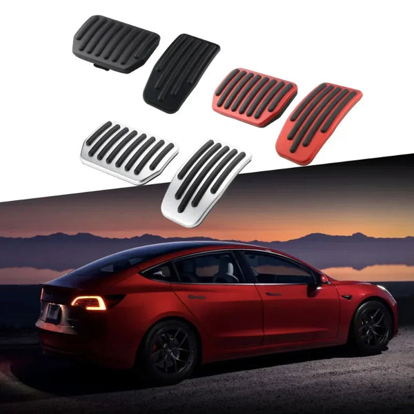 Futhope Car Foot Pedal Pads Covers For Tesla Model 3 Y Highland 2021-2024 Litchi grain anti Slip Accelerator Brake Rest Pedal