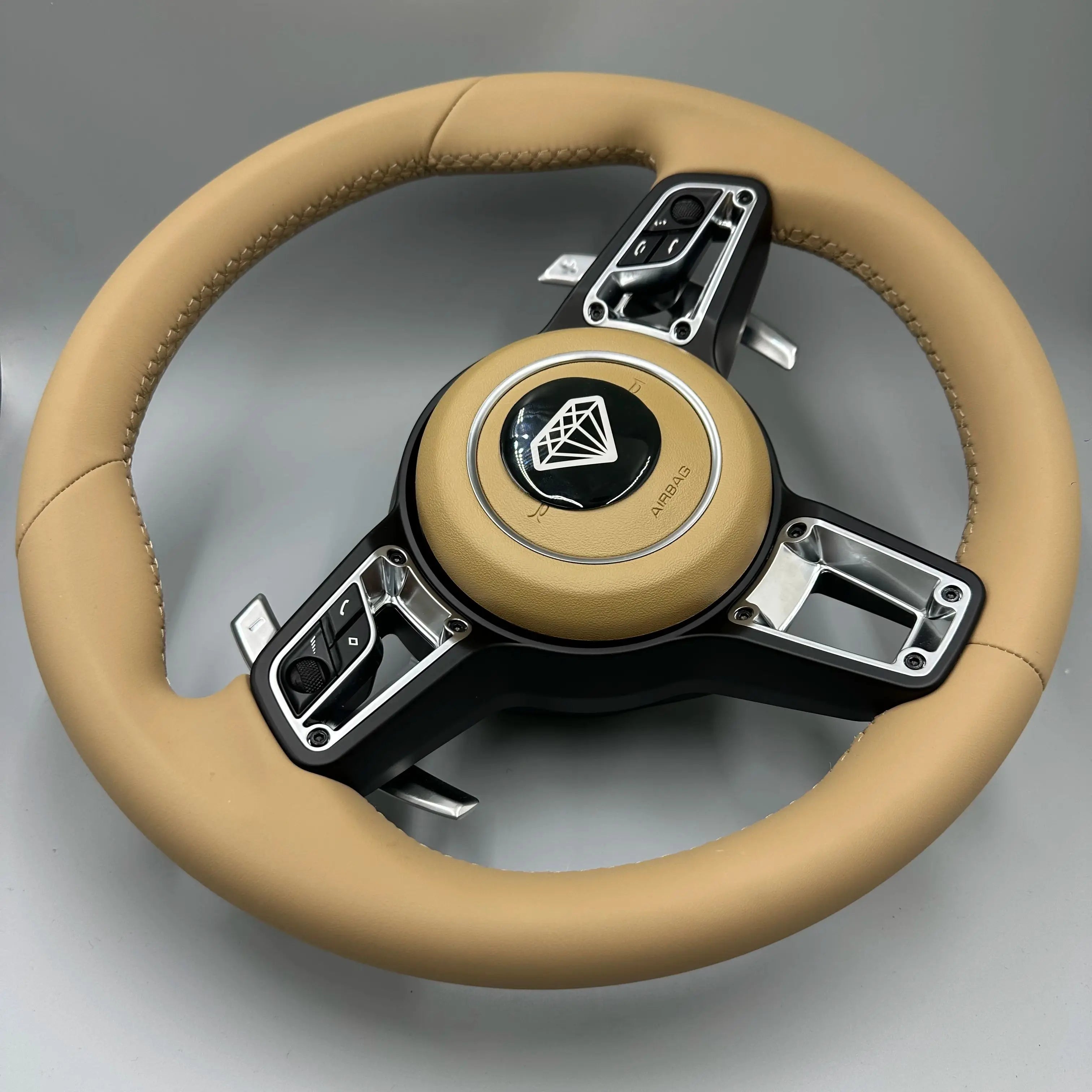 Upgrade Volant Lenkrad Full Leather Steering Wheel for Porsche 911 Boxster 987 996 GT2 Cayenne 957 958 Cayman 981 Panamera Macan