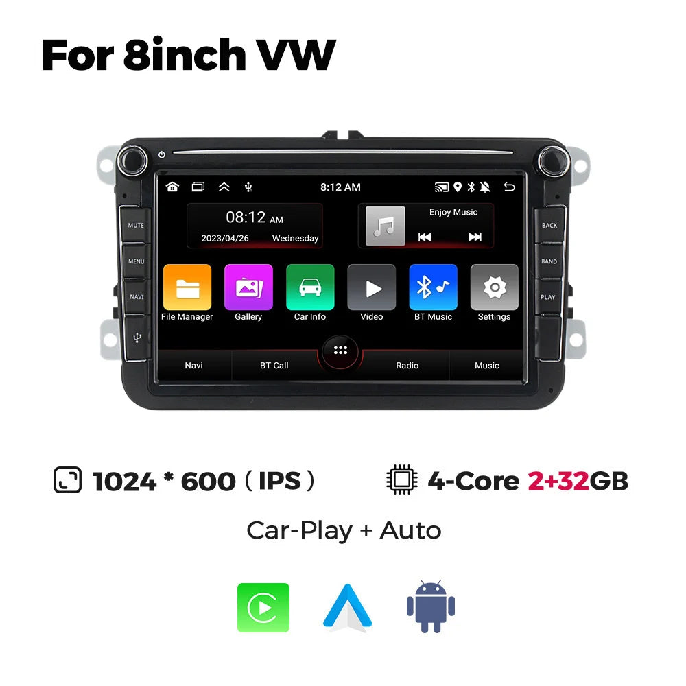 Android 13 Wireless Carplay Auto Car multimedia player IPS Screen GPS WIFI 7/8/9'' Car Radio For VW Passat golf Polo Jetta Skoda