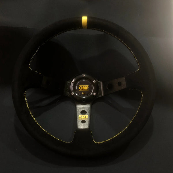 Drift 14Inch Universal OMP Steering Wheel Car JDM Racing Game Suede Leather OMP Steering Wheel Volantes For VW HONDA TOYOTA BMW