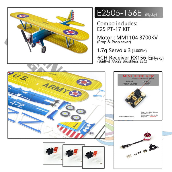 Dancing Wings E25 450mm PT-17 R/C Aircraft Kit