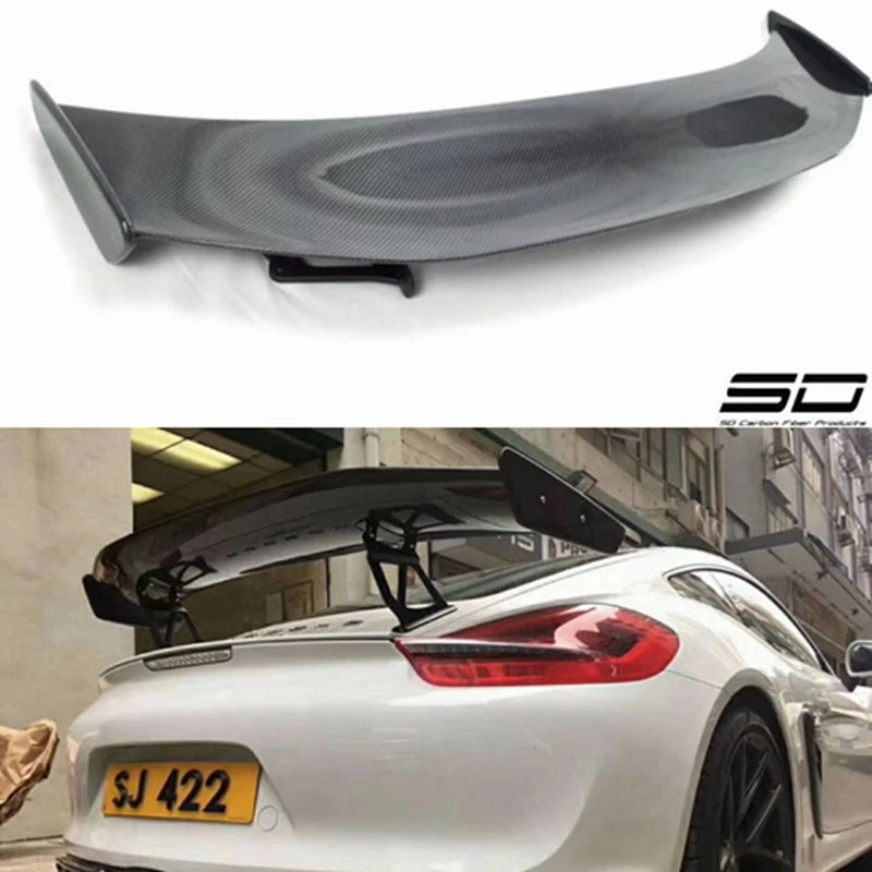 Carbon Fiber Car Racing Rear Spoiler Wing Lip for Porsche Cayman Boxster 981 GT4 Black Carbon Fiber Styling