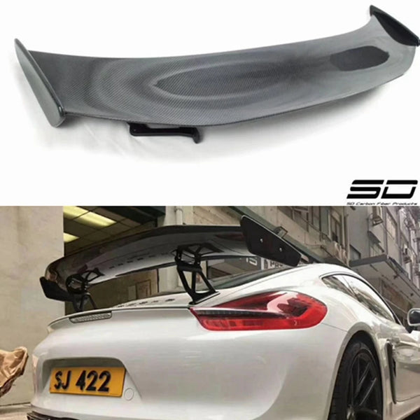Carbon Fiber Car Racing Rear Spoiler Wing Lip for Porsche Cayman Boxster 981 GT4 Black Carbon Fiber Styling