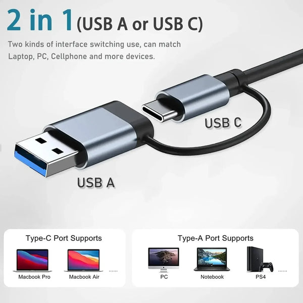 8 In 2 USB-C Hub With 3.0 SD/TF Card Reader Multi-Port Adapter For Laptop Tablet And Phone TypeC Docking Station For Office Work