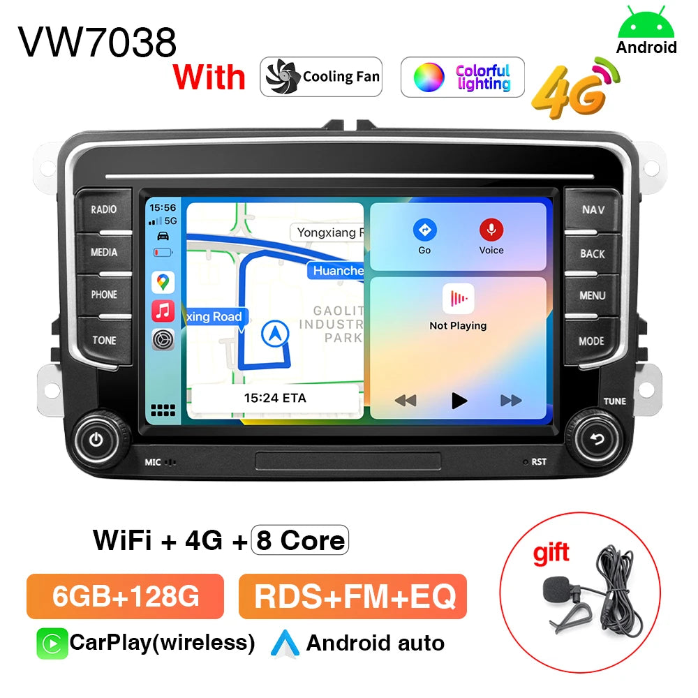 GRANDnavi Android13 Car Radio GPS For VW Volkswagen Skoda Octavia Golf 5 6 Touran Passat B6 Polo Jetta 2Din Multimedia Player