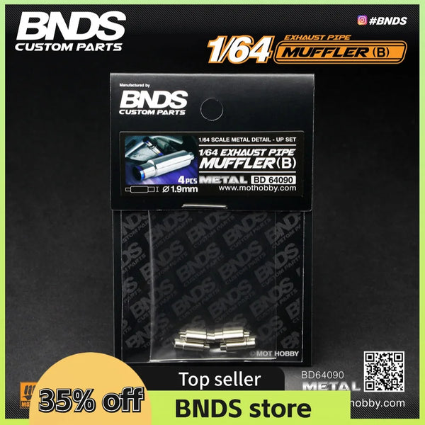 BNDS New 1/64 Metal Modified Parts Small Scale Exhaust Pipe Muffler Racing Style Pedal Set For Model Car Racing Vehicle Toy