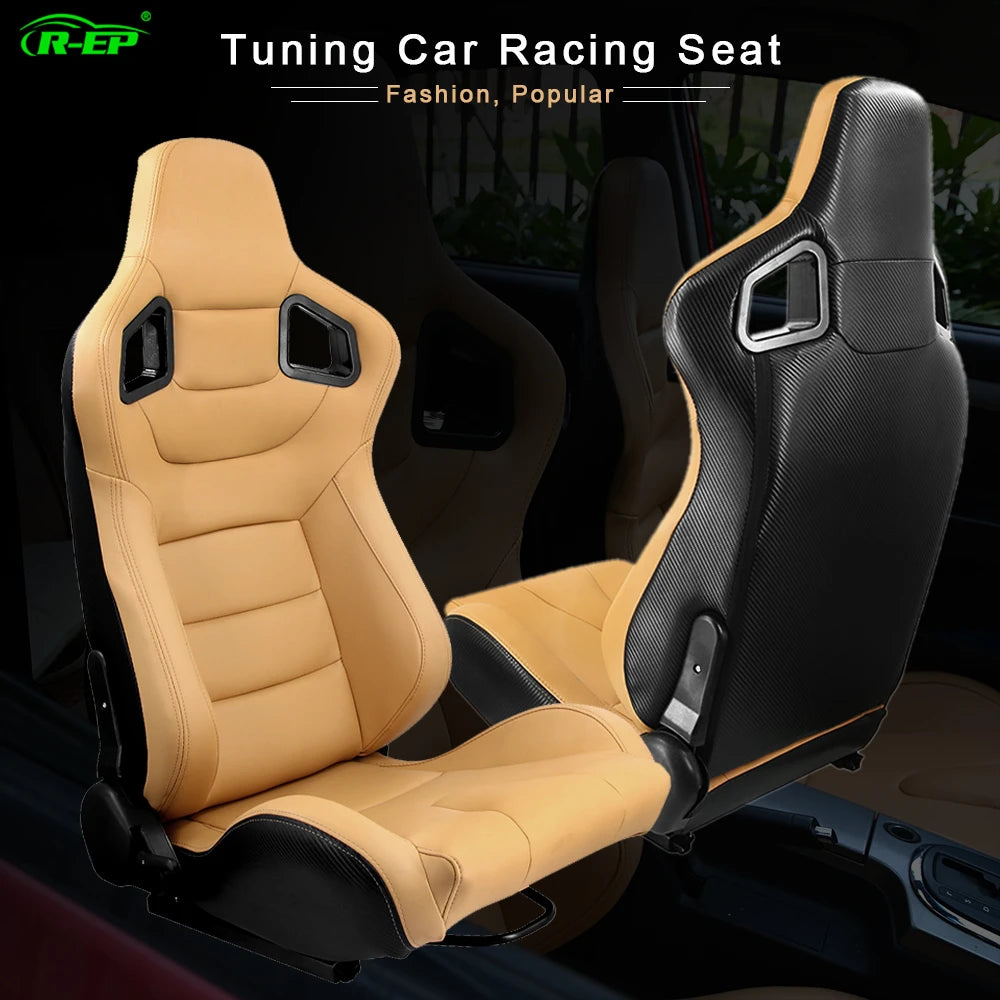 R-EP Racing Seat Adjustable Universal for Sport Car Simulator Bucket Seats PVC Leather 1 PCS