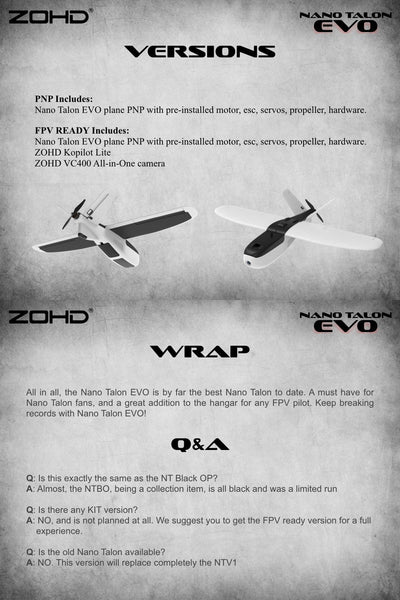 ZOHD Nano Talon EVO FPV Airplane (PNP / FPV)