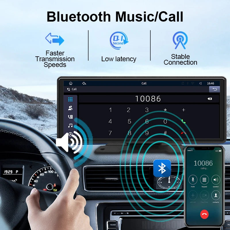 10.26"  Car Mirror Radio Multimedia Video Player Universal Wireless Carplay Android Auto Screen With Bluetooth Rearview Camera