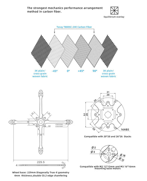 Hyperbola sub 250g Ultralight 5" Frame (DJI HD Vista Compatible)