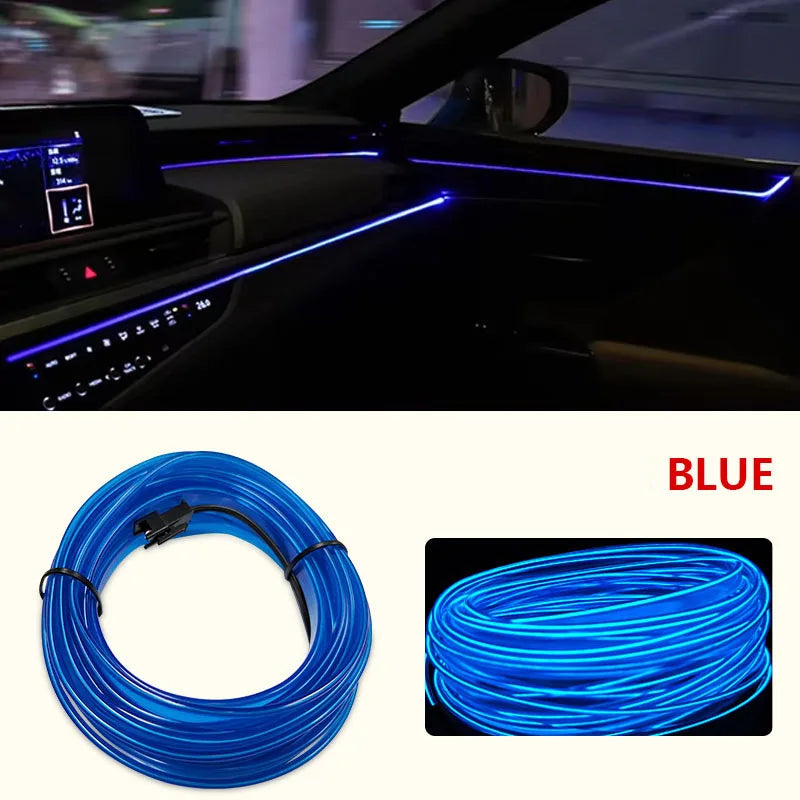 1M/3M/5M Car Interior Led Decorative Lamp EL Wiring Neon Strip For Auto DIY Flexible Ambient Light Party Atmosphere Diode
