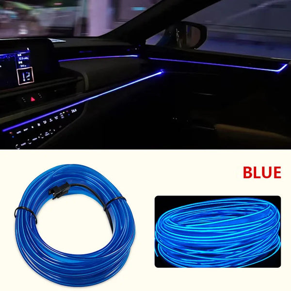 1M/3M/5M Car Interior Led Decorative Lamp EL Wiring Neon Strip For Auto DIY Flexible Ambient Light Party Atmosphere Diode