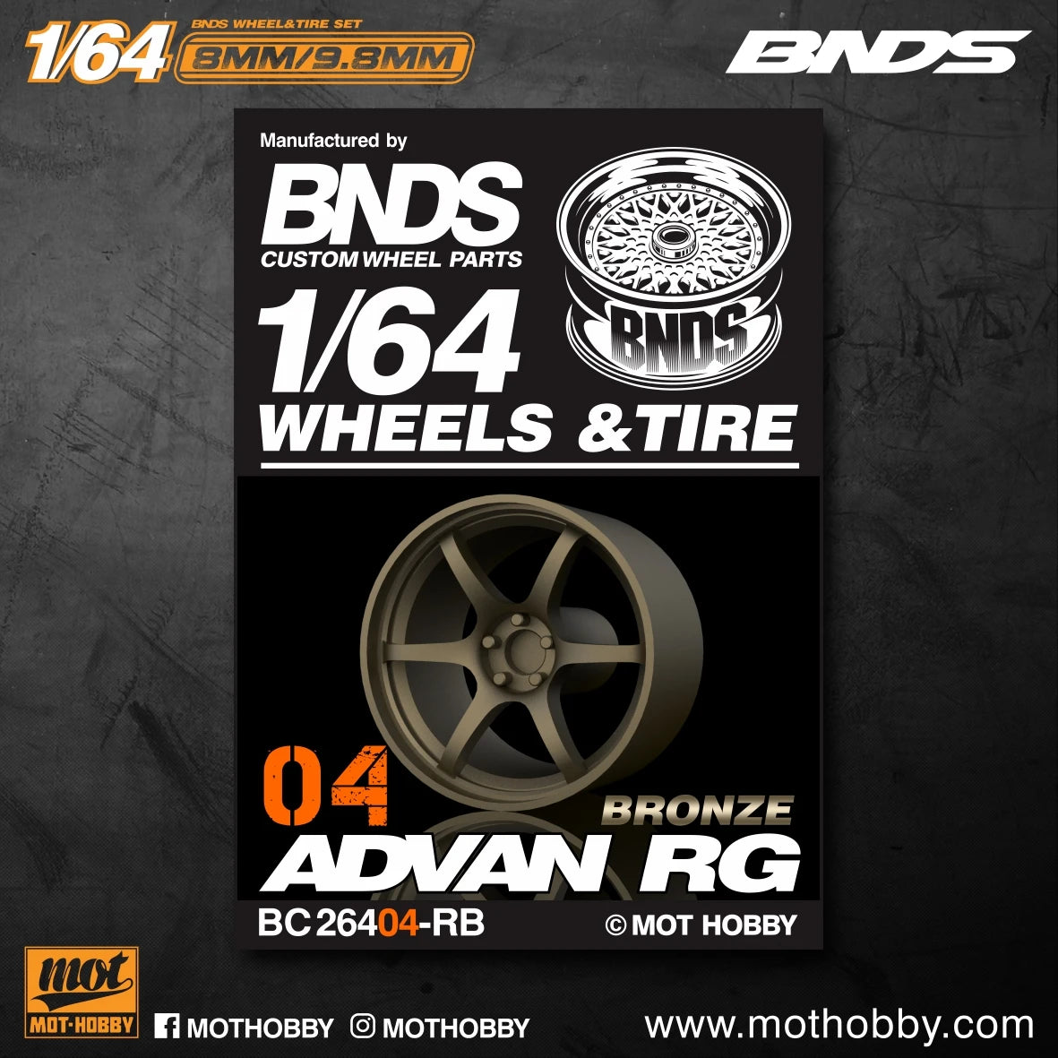 BNDS 1/64 Wheels With Rubber Tires ABS Assembly Rims Modified Parts for 1:64 Model Car VIP Style Detail-up Set New Clearance