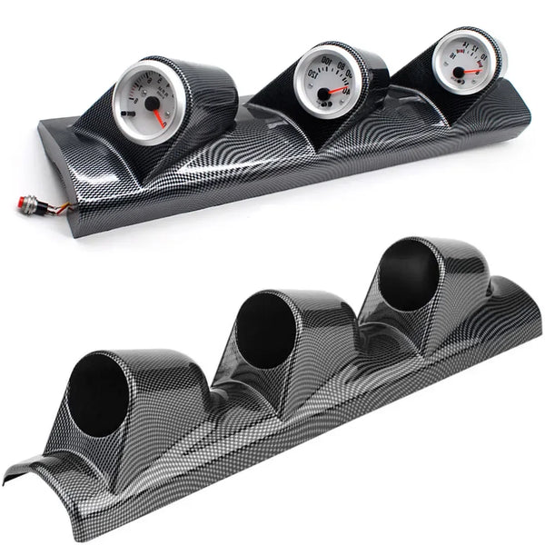 Universal Car Gauge Holder 52mm Left Right 3 Hole A Pillar Column Gauge Pod Holder Meter Stand Carbon Fiber