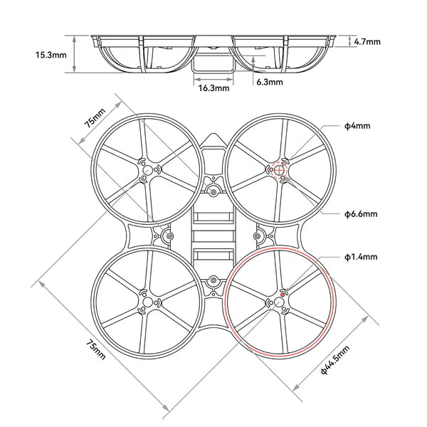 BetaFPV Meteor75 Air Brushless Whoop Frame