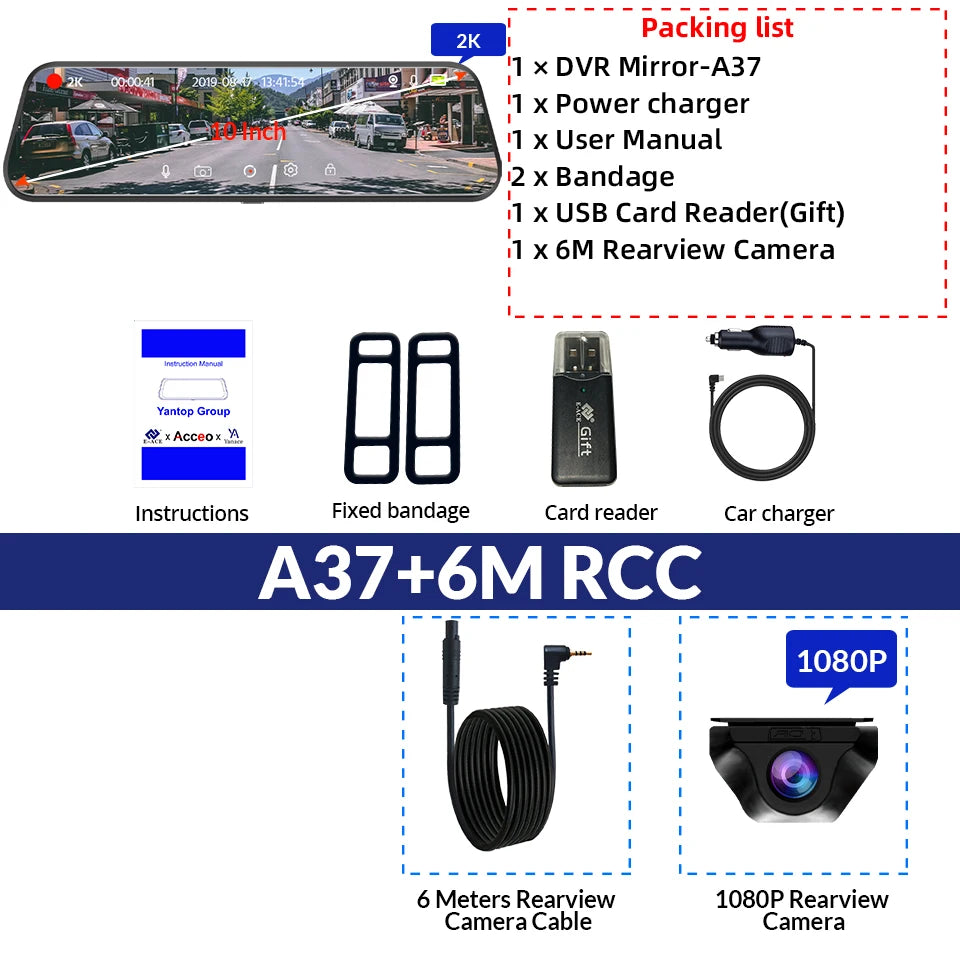 Dash Cam Touch GPS WIFI 24h Night Vision 10 Inch 2.5K+1080P Rearview Mirror Sony Rear Camera Car DVR Black Box 70mai Dashcam