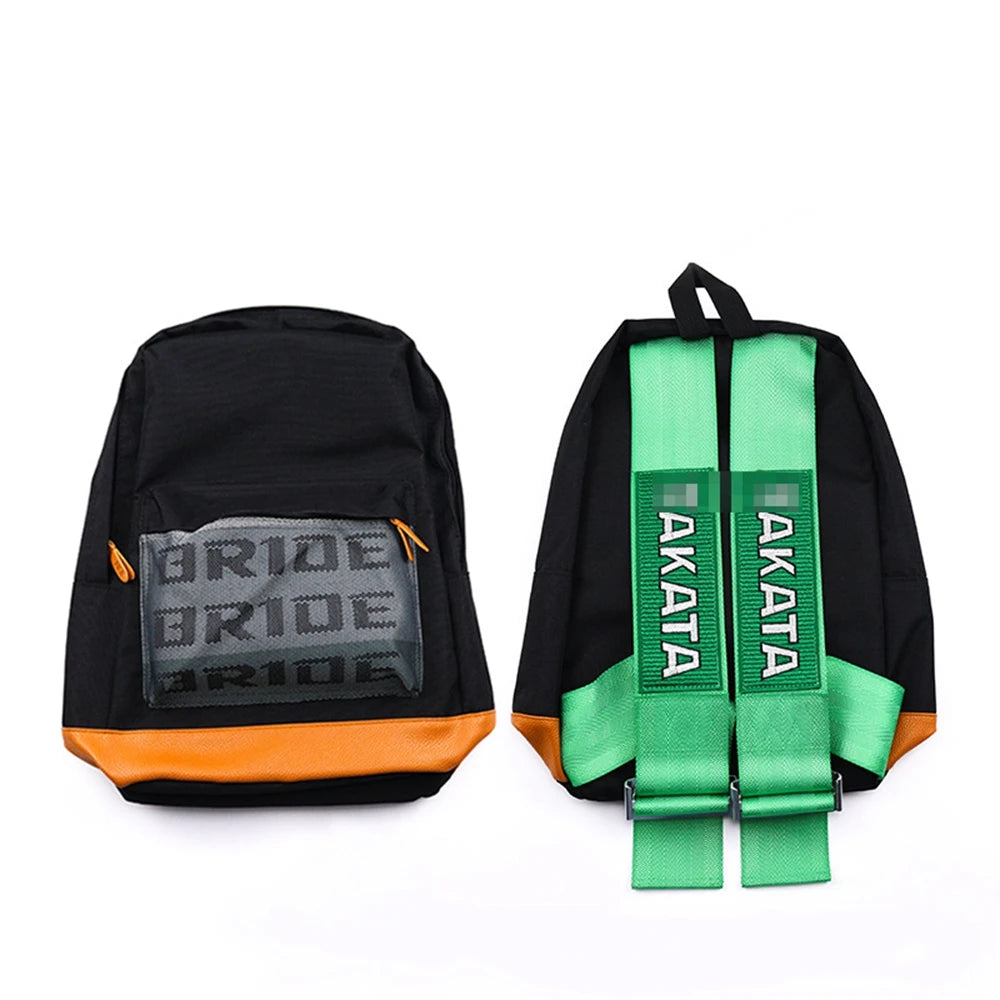 Universal JDM Racing Style Fabric Backpack TAKATA Backpack Car Canvas Bride School Bag Running Backpack Harness Shoulder Straps