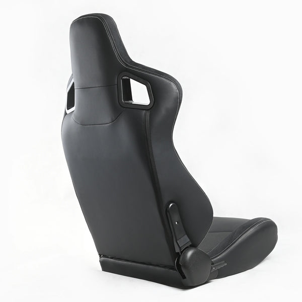 New Style Black PVC Leather Gray Stitch Racing Boat Seats Bracket With Double Rails Race Car Seats 1082