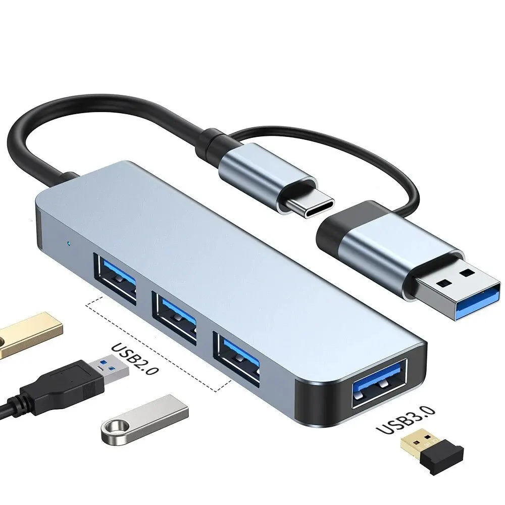 USB C Hub USB Splitter 8 in 2 USB Extender with 4 USB Port 1 USBC Port TF/SD Card Reader Audio Output Compatible with MacBook