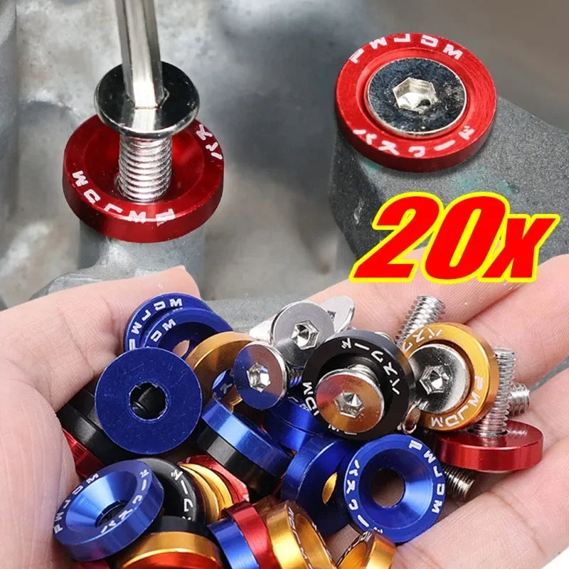 JDM Fender Washers M6 Bolt Set Car Modification Gasket Screw Fender Bumper Engine Aluminum Concave Screws Hex Fastener for Honda