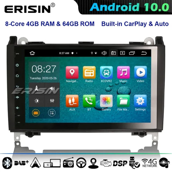 Erisin ES8101B DSP 8-Core Android 10.0 Car GPS Stereo Mercedes Benz A B Class Vito Viano VW Crafter Sprinter CarPlay 4G WiFi Bluetooth