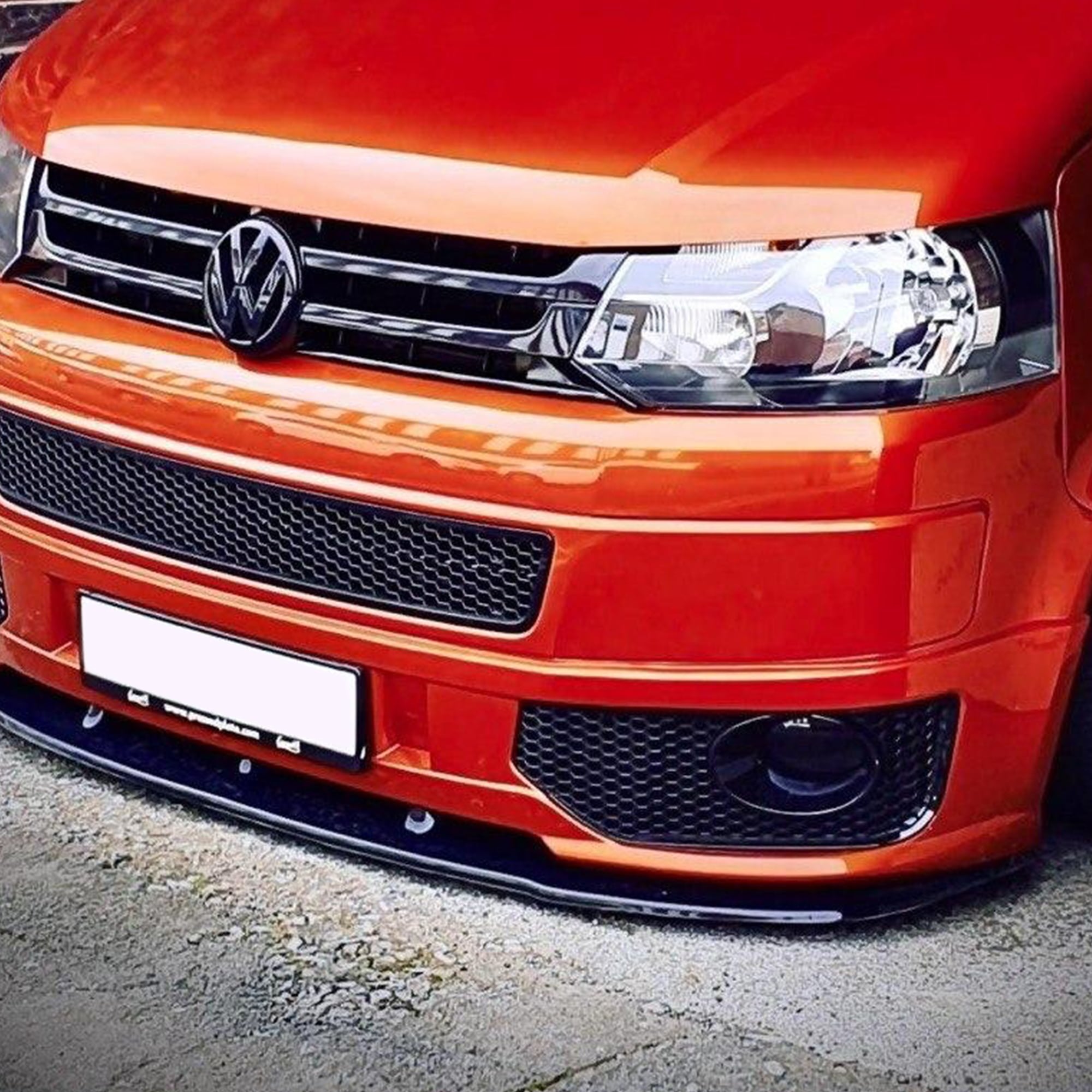 For VW T5 .1 Transporter Honeycomb Sportline Front Spoiler Foglight Trims (Matte Black)