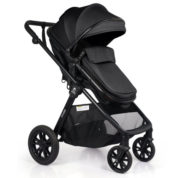 For Your Little One Cruise 3 In 1 Travel System With i-Size Car Seat - Eclipse Black (Free Cupholder / Seat Liner Included!)