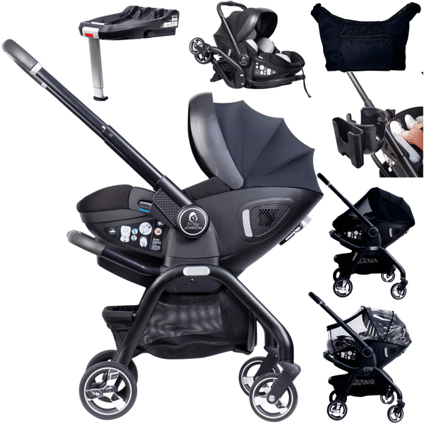 For Your Little One Qubi Infant Car Seat & Stroller 7 Piece Bundle - Eclipse Black