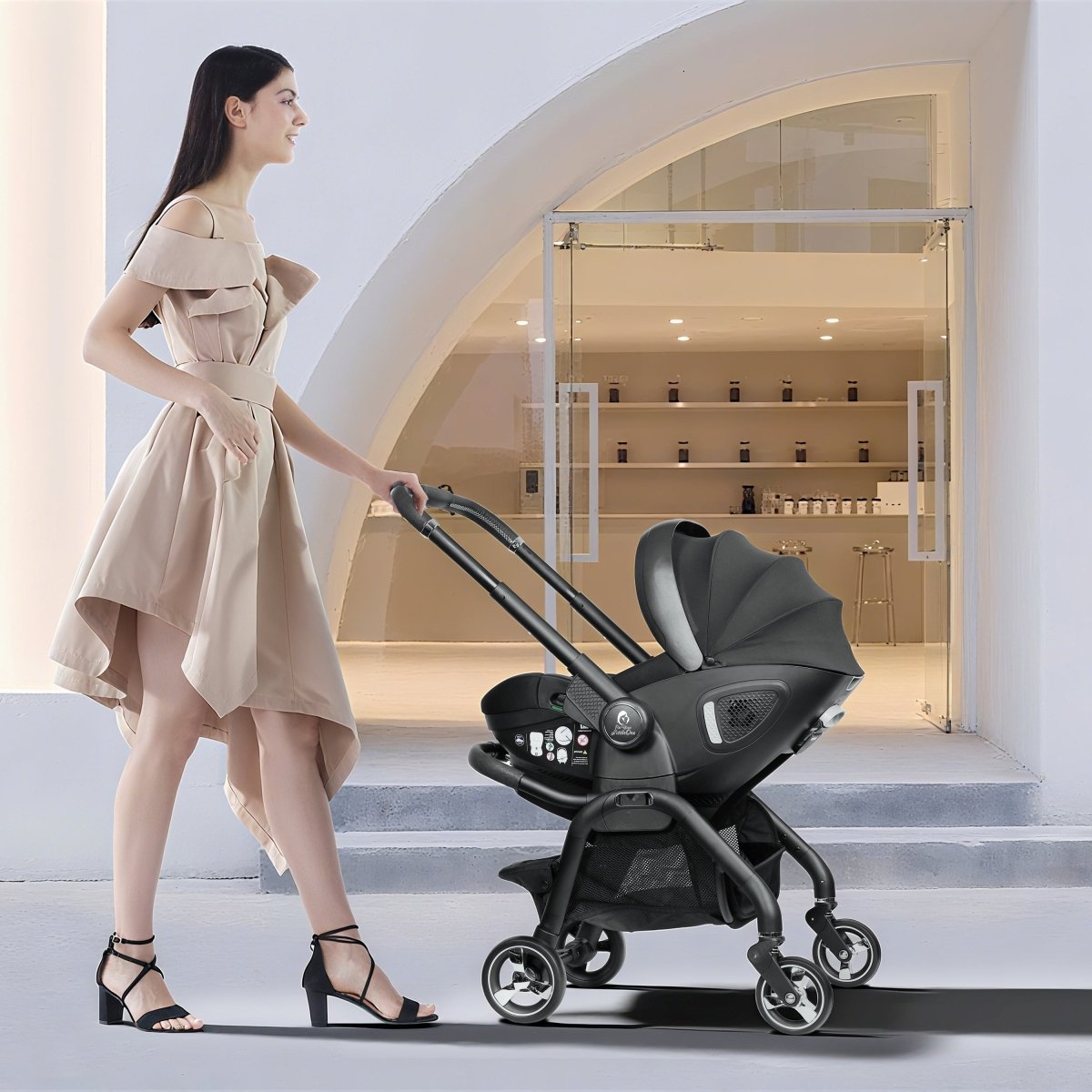 For Your Little One Qubi Infant Car Seat & Stroller - Eclipse Black-Grade A