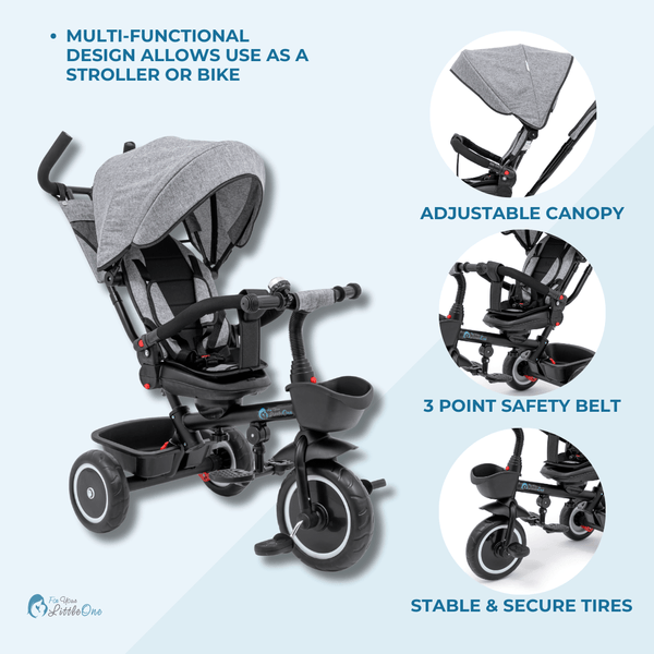 Foryourlittleone 6 in 1 Trike V3 - Grey (9 months - 5 years)