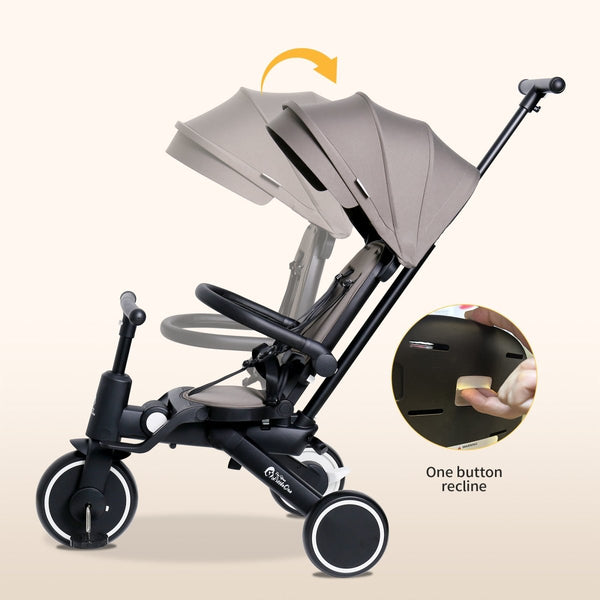 Foryourlittleone Xplor 6 in 1 Foldable Trike - Jet Black (10m-5y)