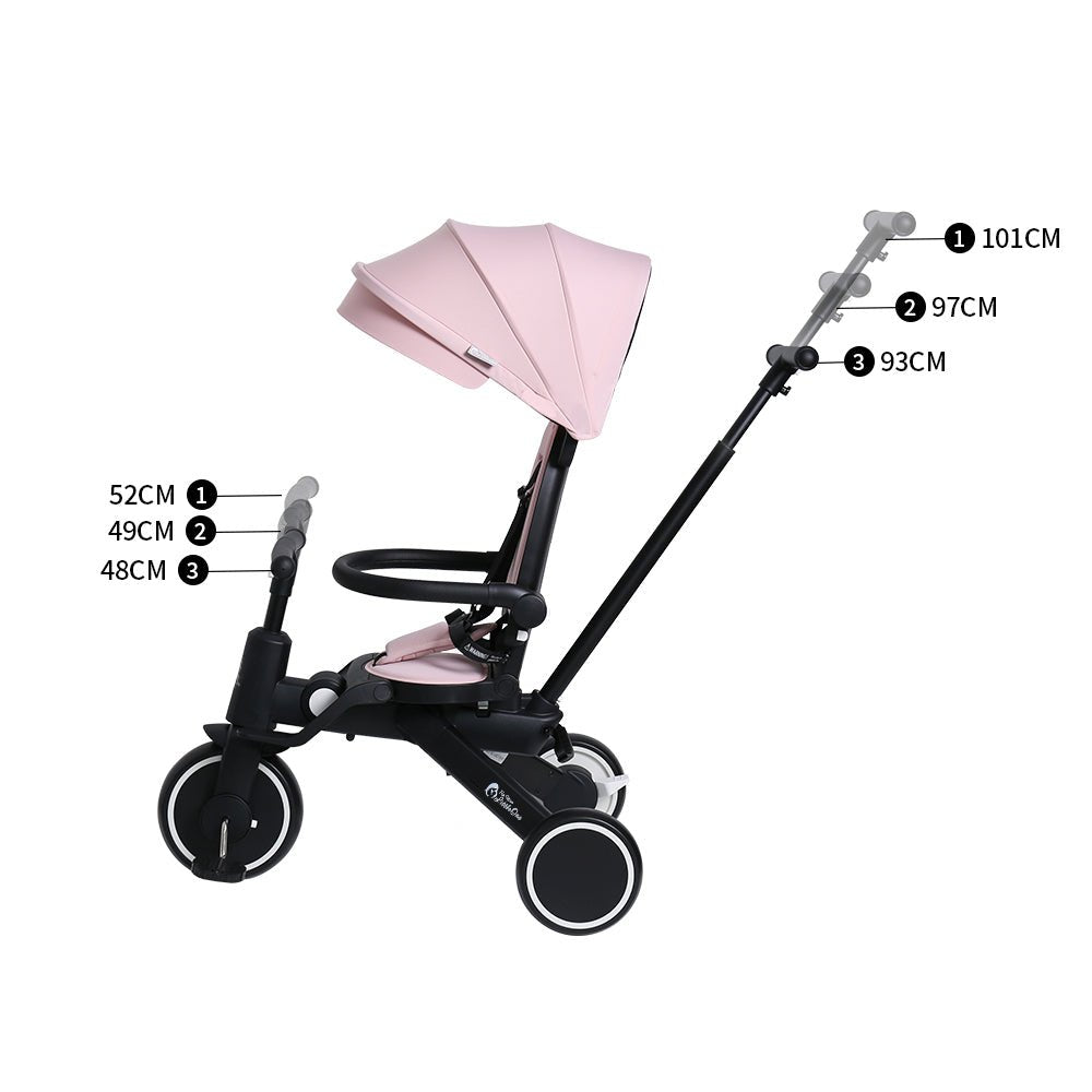 Foryourlittleone Xplor Plus 6 in 1 Foldable Trike - Pastel Pink (10m-5y)