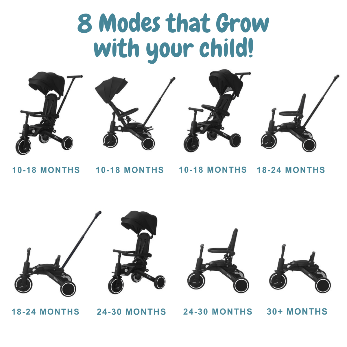 Foryourlittleone Xplor Ultimate 6 in 1 Foldable Trike - Pastel Pink (10m-5y)