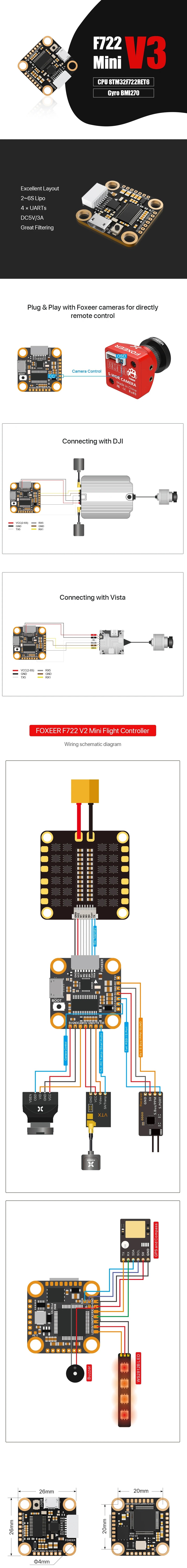 Foxeer F722 Mini V3 Flight Controller (20x20)