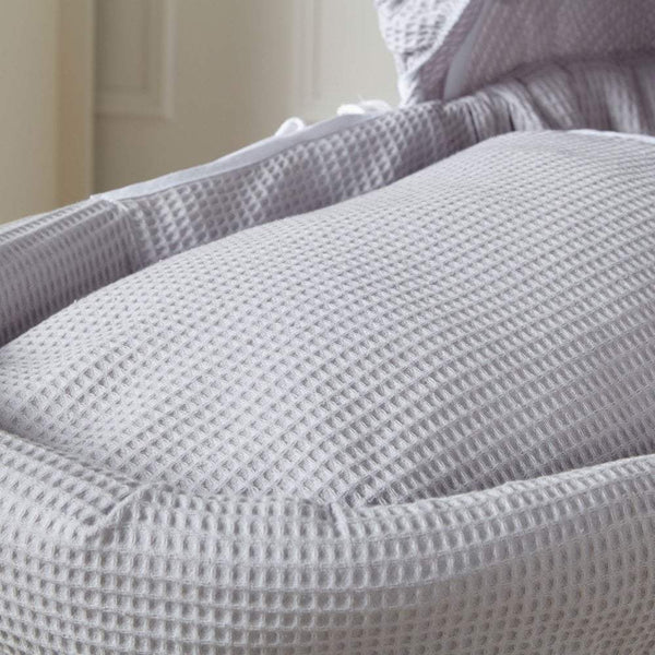 Grey Waffle Moses Basket Bedding Set