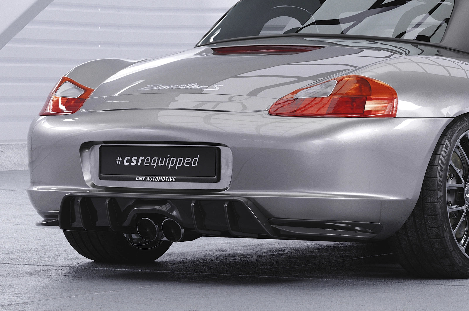 CSR Porsche Boxster 986 Rear bumper diffuser splitter apron ABE HA420-M in Matte Carbon Finish - Ready to Fit
