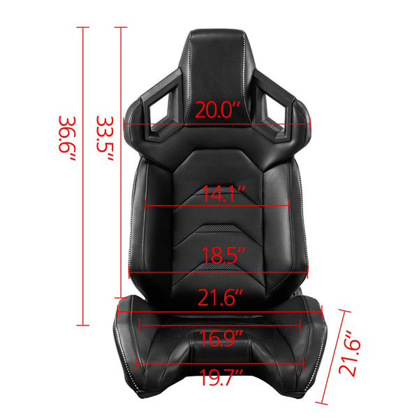 JIABEIR (Manufactured and Dispatched from China) Black Luxury Sports Car / Racing Sim x1 Individual Bucket Seats JBR1085