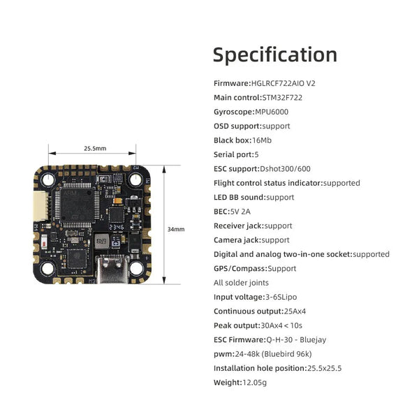 HGLRC Specter 25A F7 AIO Flight Controller
