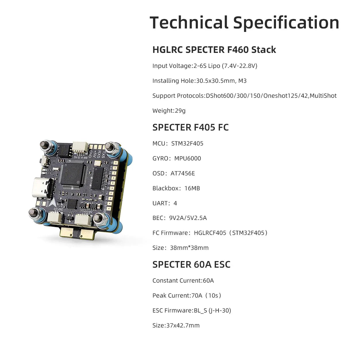 HGLRC Specter F460 60A Flight Stack