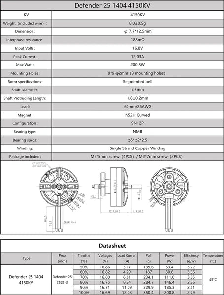 iFlight Defender 25 1404 Motor 4150kV