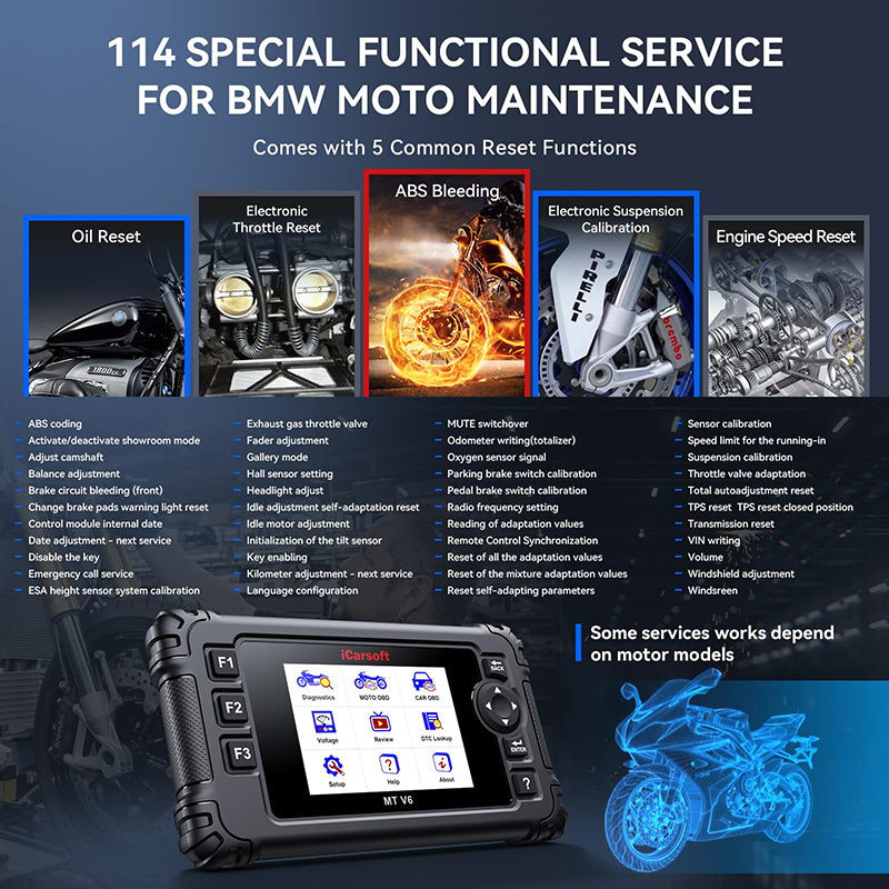 iCarsoft MT V6 OBDII 4" TFT Pro Diagnostic Scan Tool for BMW Motorbike Motorcycle