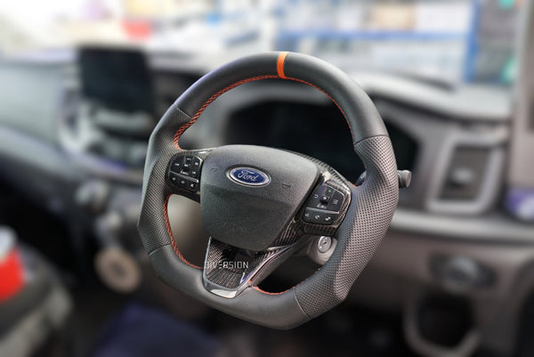 Ford Transit MSRT Leather / Carbon Fibre Custom Steering Wheel (2018 - Present)
