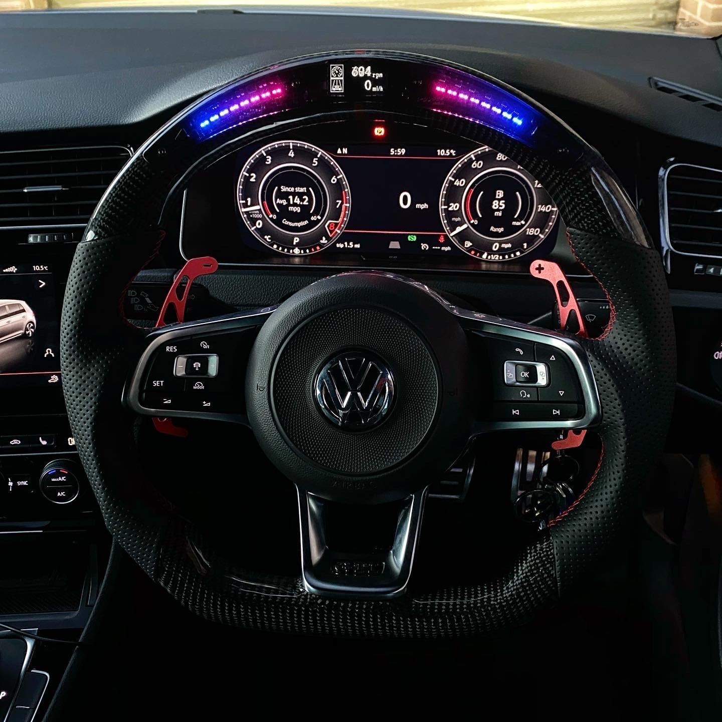 Volkswagen Golf MK7 / MK7.5 GTI / R LED Display Carbon Fibre Steering Wheel (LED CUSTOM / 2013 - 2020 Models)