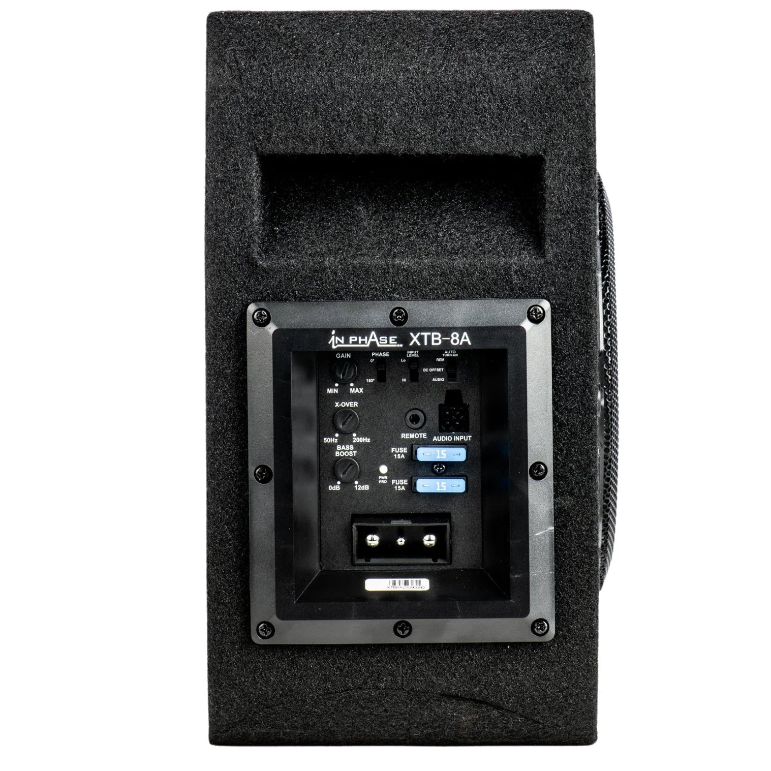 In Phase XTB-8A 600W Active Amplified Subwoofer Enclosure with Built in Class D Amp Bass Remote and Quick Release Connections 5060801411943