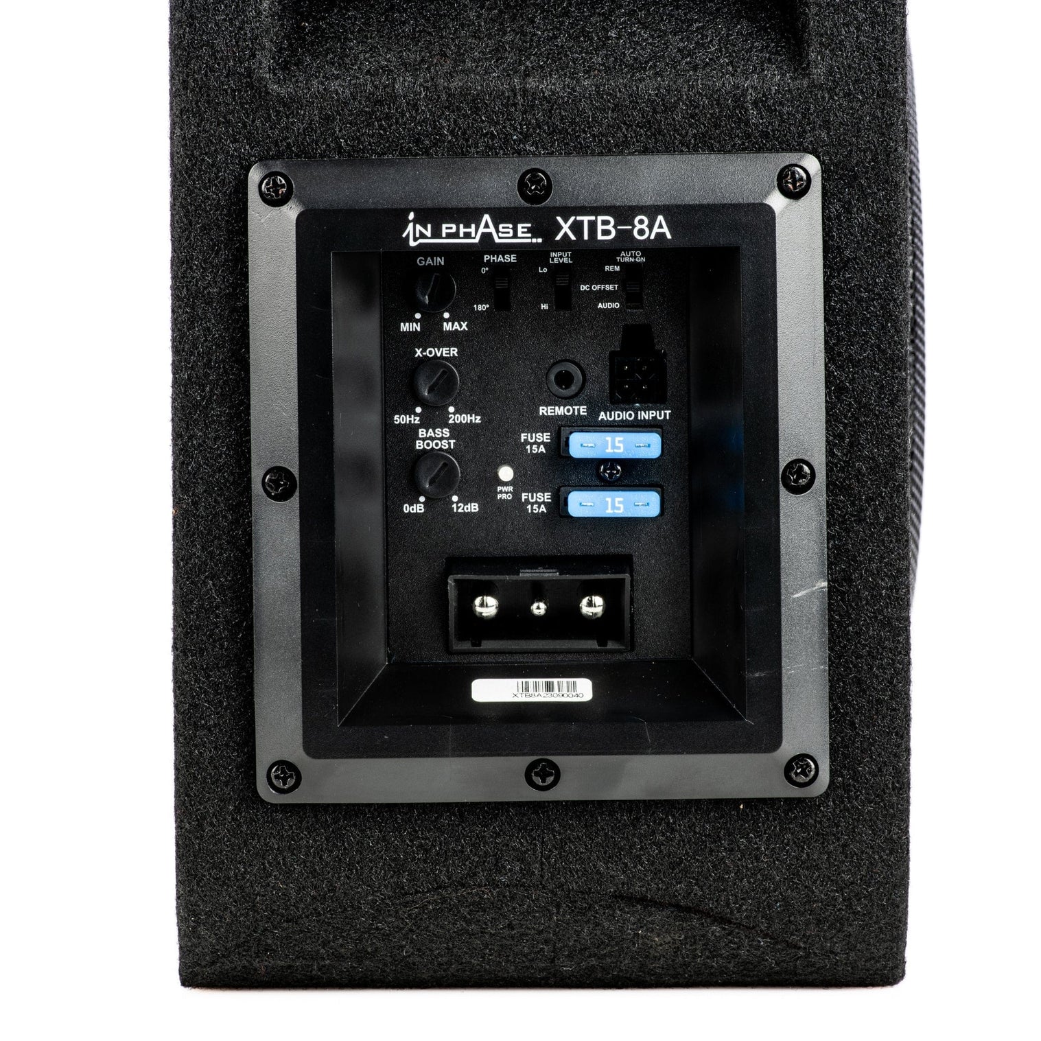 In Phase XTB-8A 600W Active Amplified Subwoofer Enclosure with Built in Class D Amp Bass Remote and Quick Release Connections 5060801411943