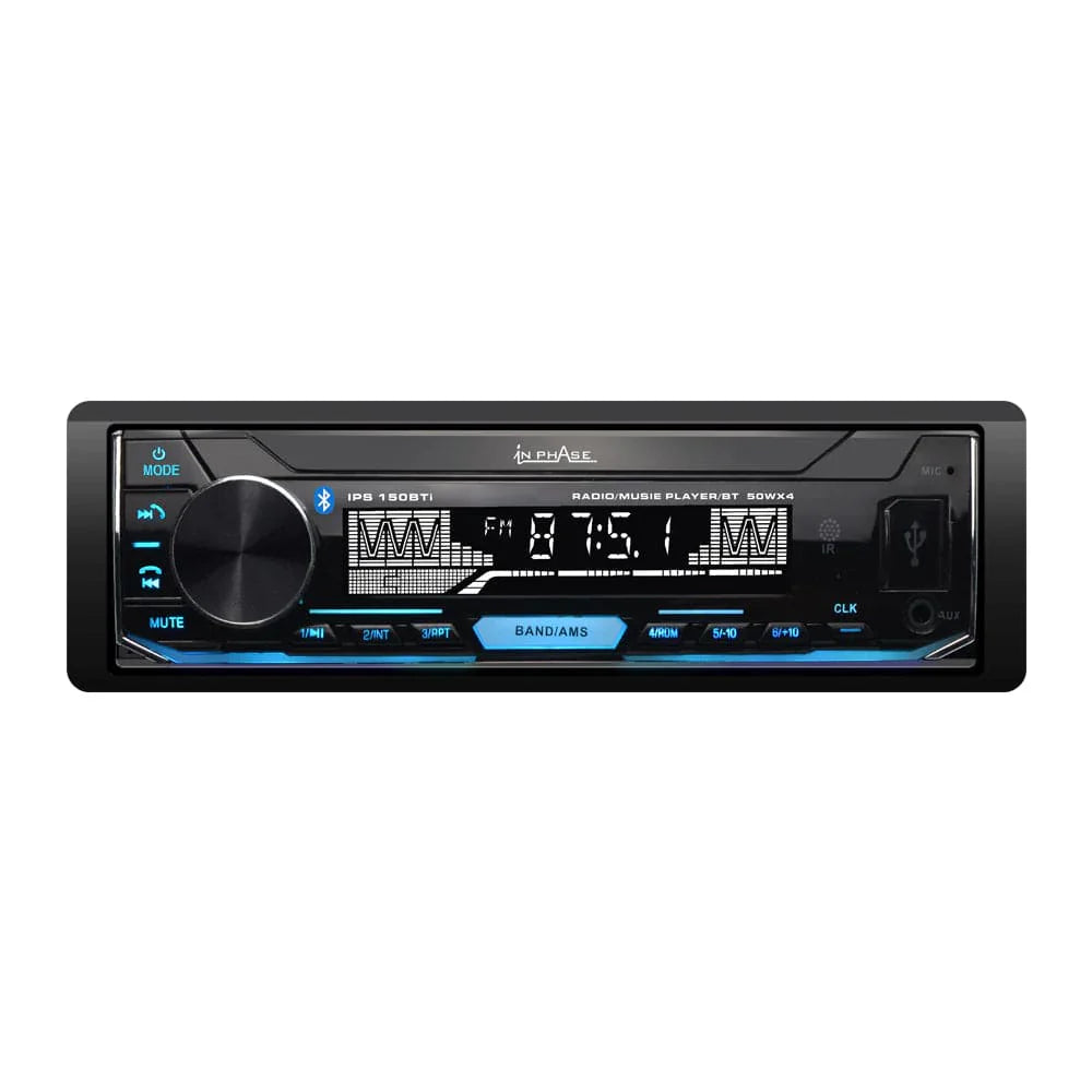 In Phase IPS-150BTI Car Stereo - 1 Single Din Mechless Digital Media Player with Bluetooth USB SD Card AUX Shallow Fit & Remote